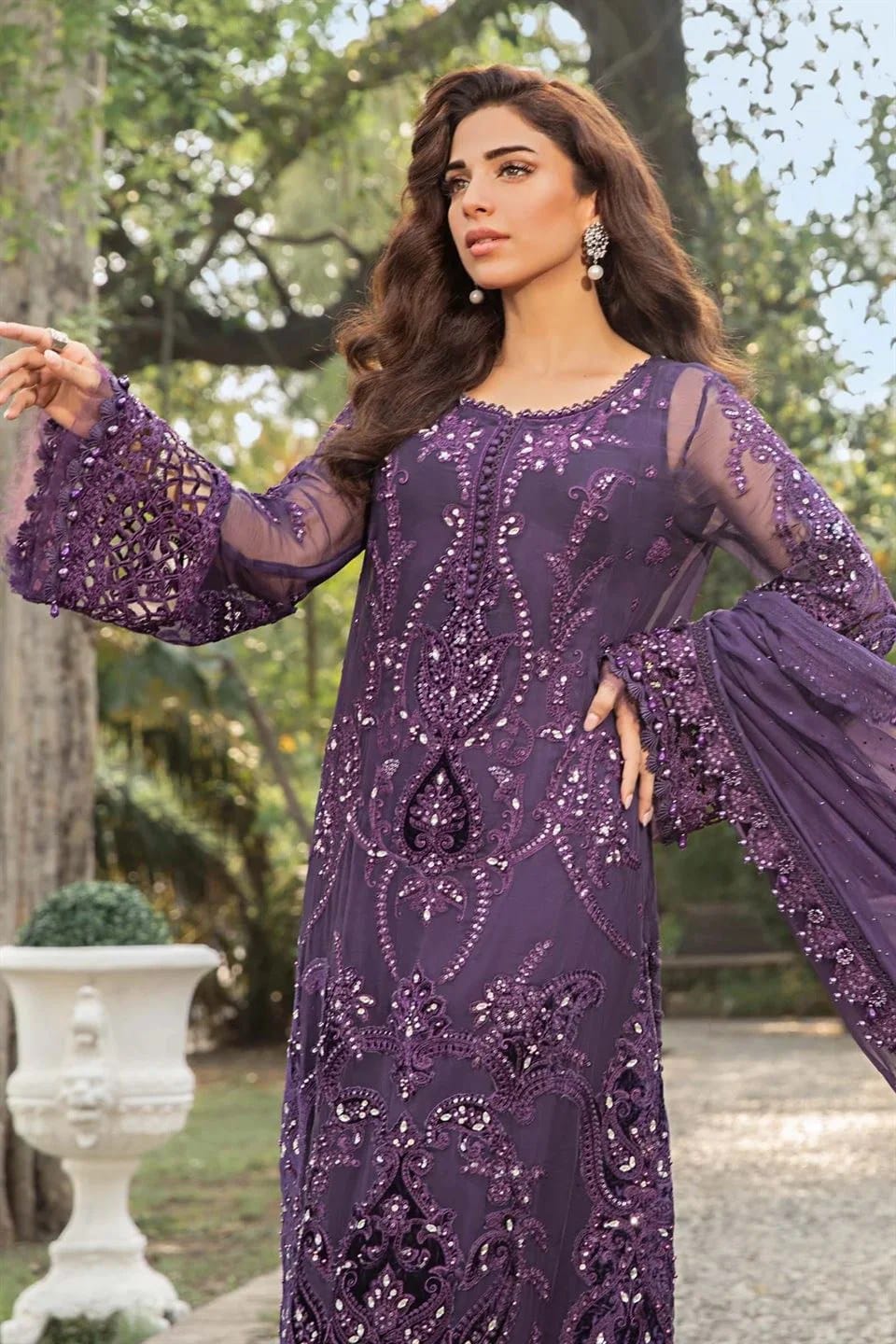 Maria B. Unstitched Embroidered Chiffon Suit