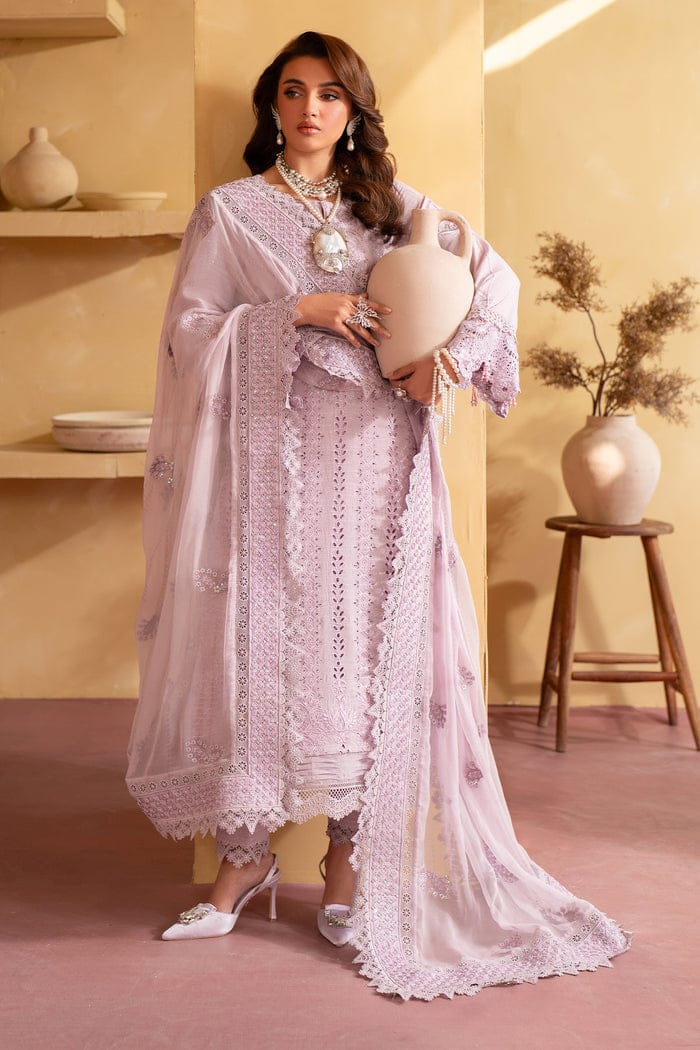 Nureh Embroidered Chikankari Luxury Lawn Collection- Powder Baby Pink