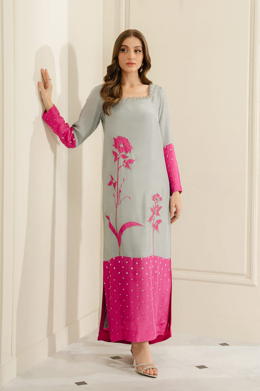 Lulusar Summer Swiss Lawn Digital Printed Collection -Grey & Pink