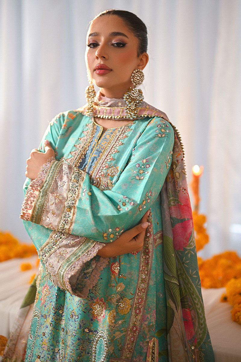 Ansab Jehangir Luxury Digital Printed Swiss lawn Collection - Light SeaGreen