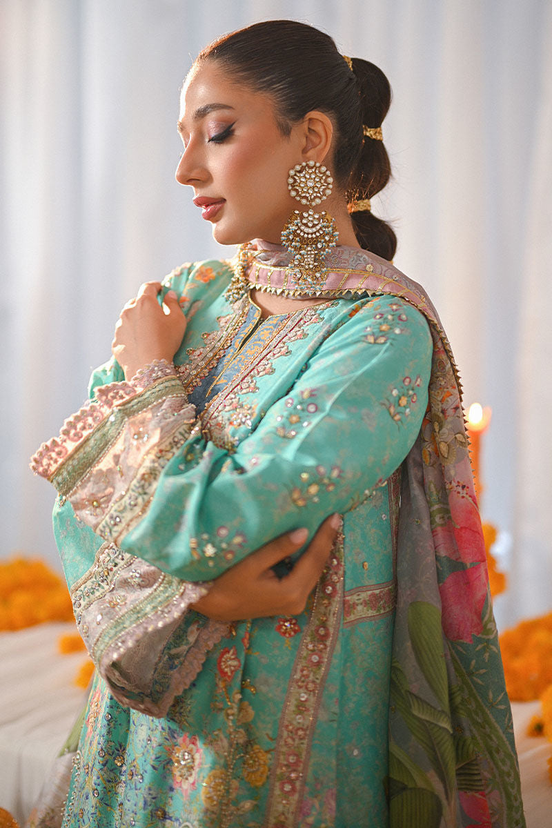 Ansab Jehangir Luxury Digital Printed Swiss lawn Collection - Light SeaGreen