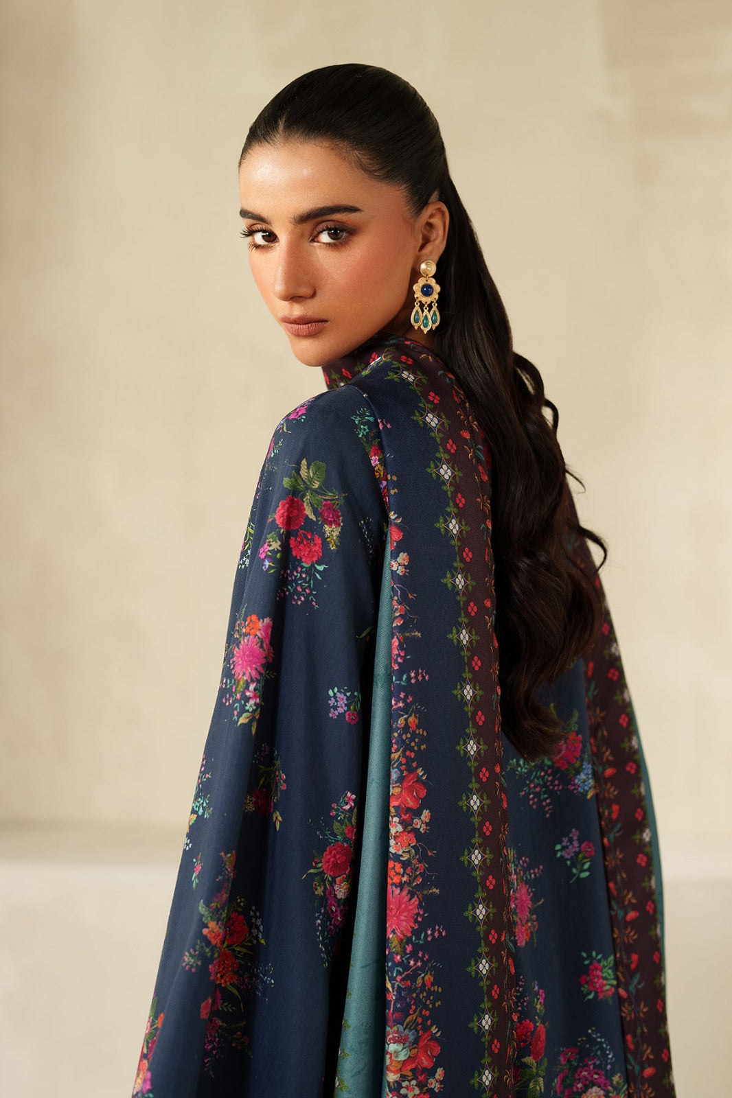 Baroque Summer Collection Pure Lawn With Lawn Duppata - Midnight Blue & Seagreen