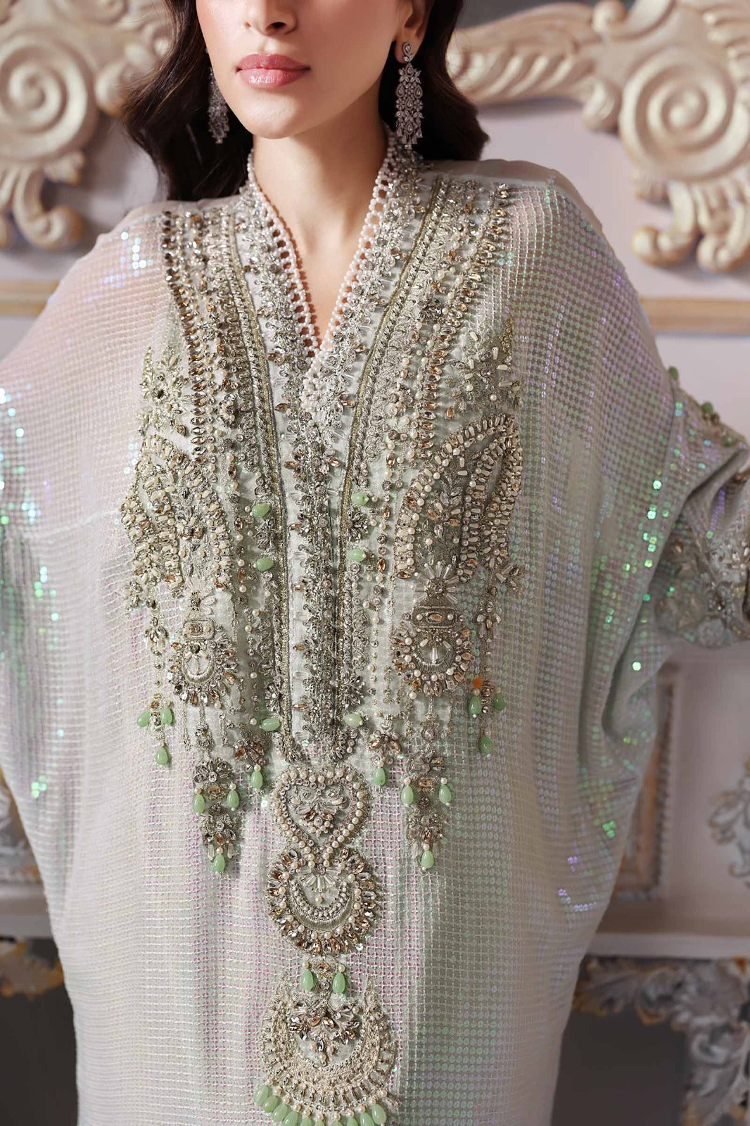 Maria.B Mbroidered Luxury Formals Wedding Chiffon Collection - ICE GREEN