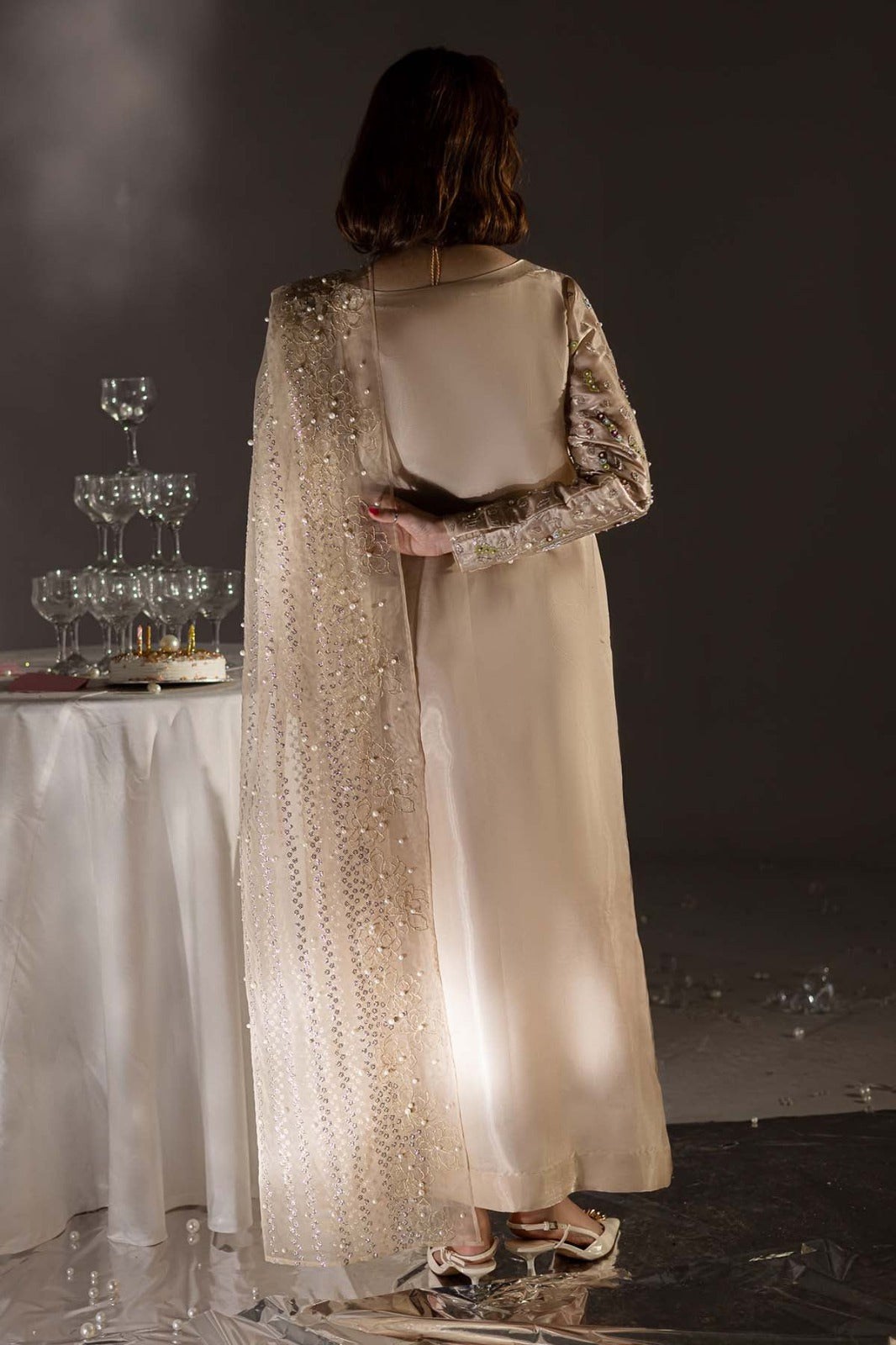 Nureh Luxury Tiny Twinkles Lawn Collection - BEIGE GOLD