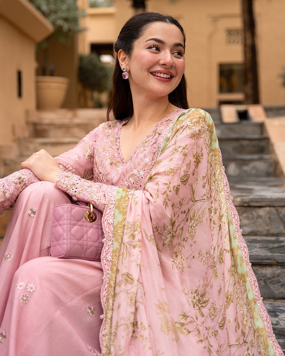 Faiza Saqlain Aya Luxury Lawn Collection - ASJA - Tea Pink