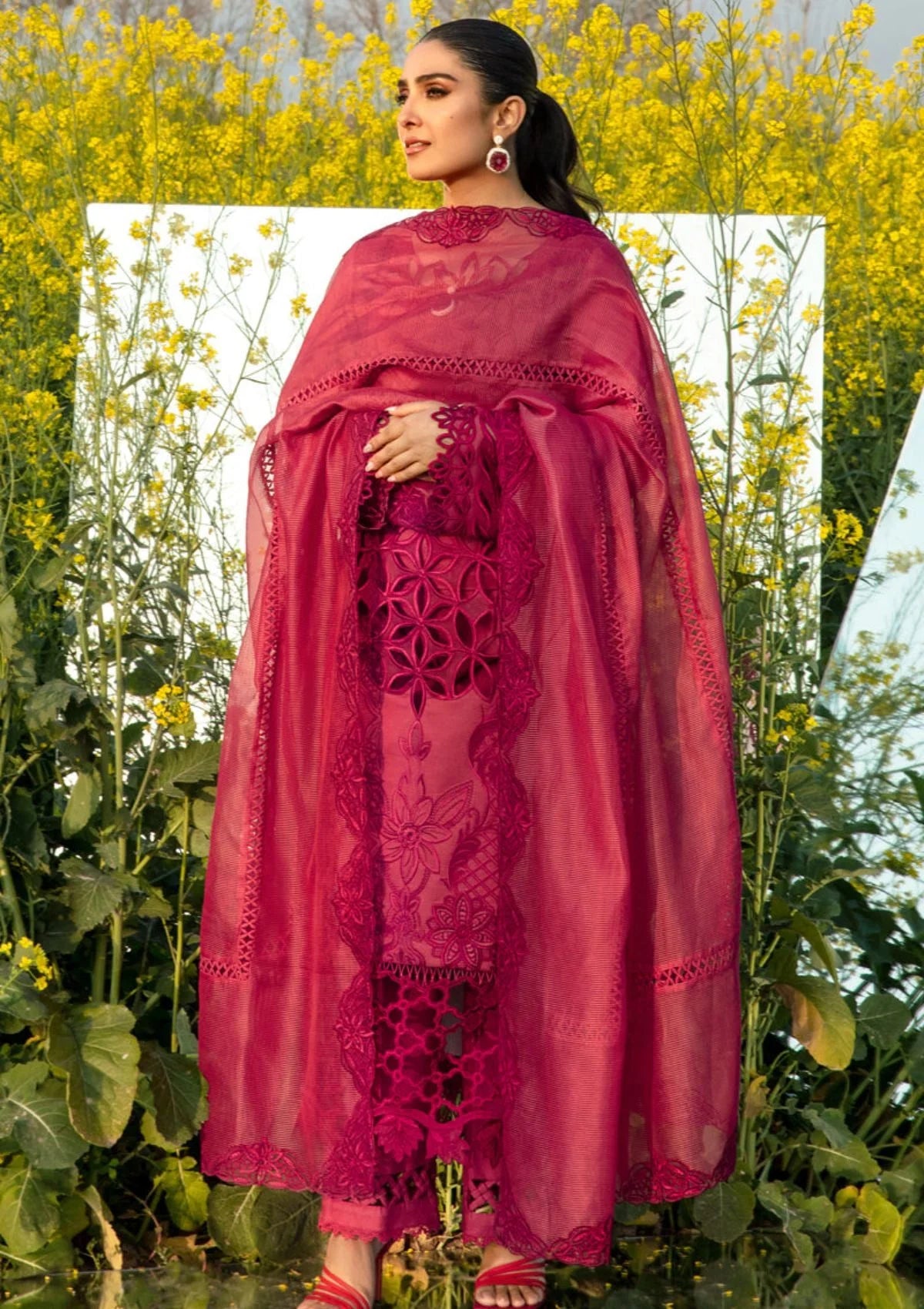 Rang Rasiya Red Luxury Lawn Collection Replica