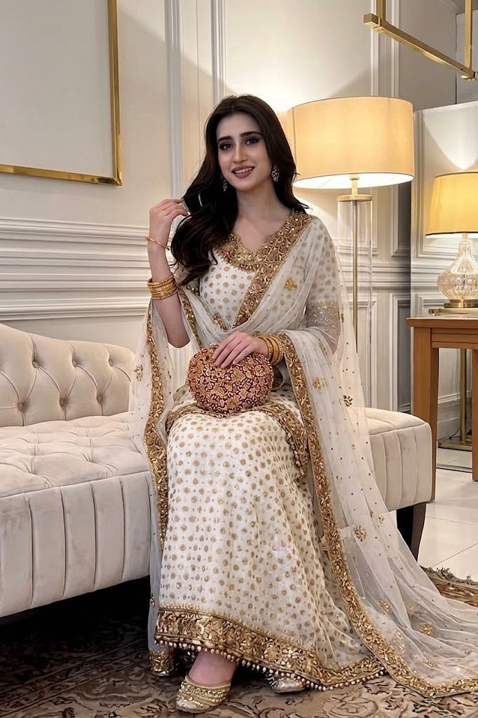 Haris Shakeel White Bridal Chiffon Collection