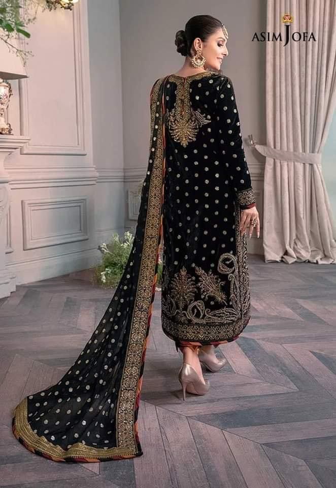 ASIM JOFA Velvet Festive Wedding Collection Black