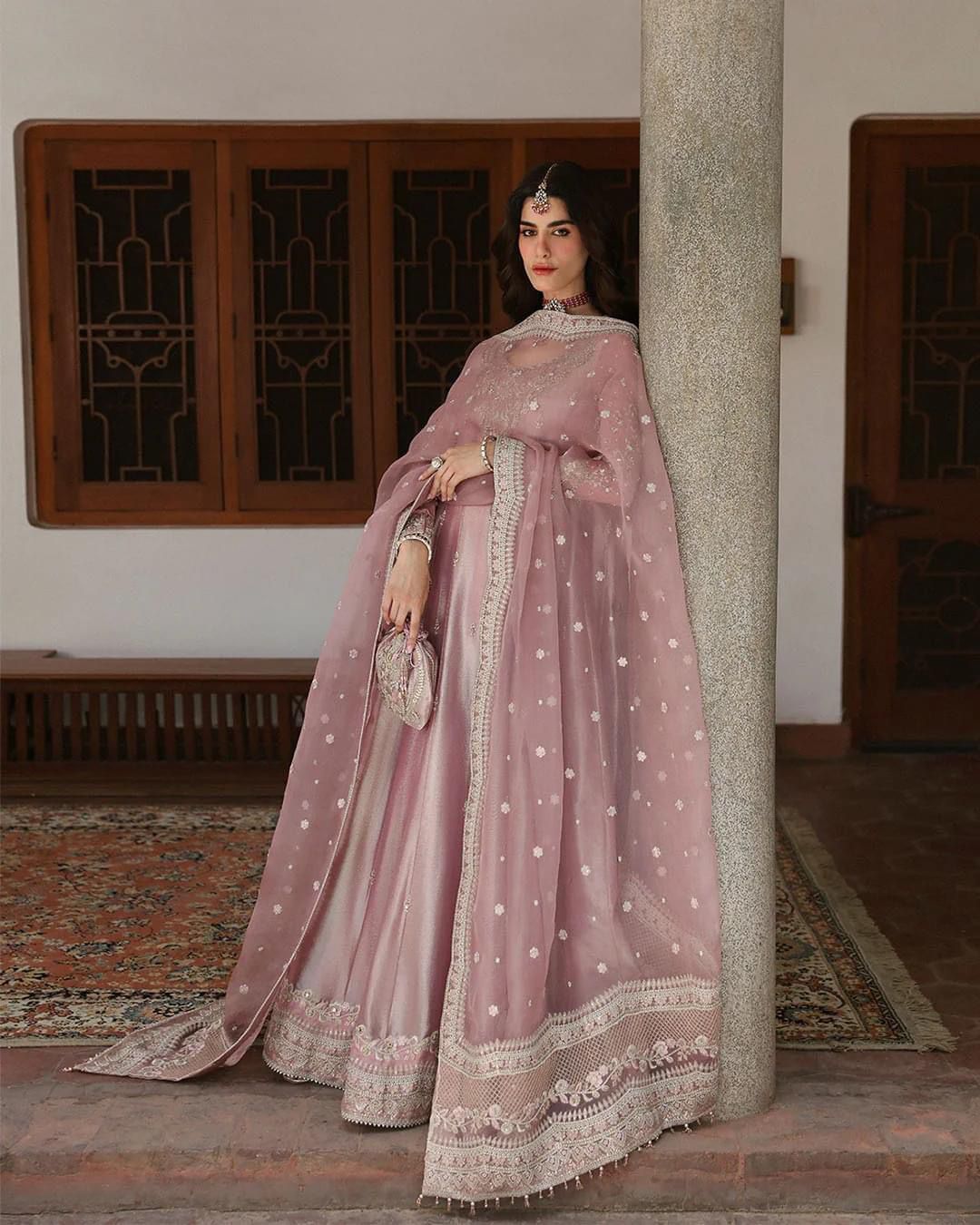 Faiza Saqlian Luxury Formals Wedding Maaxi -Tea Pink