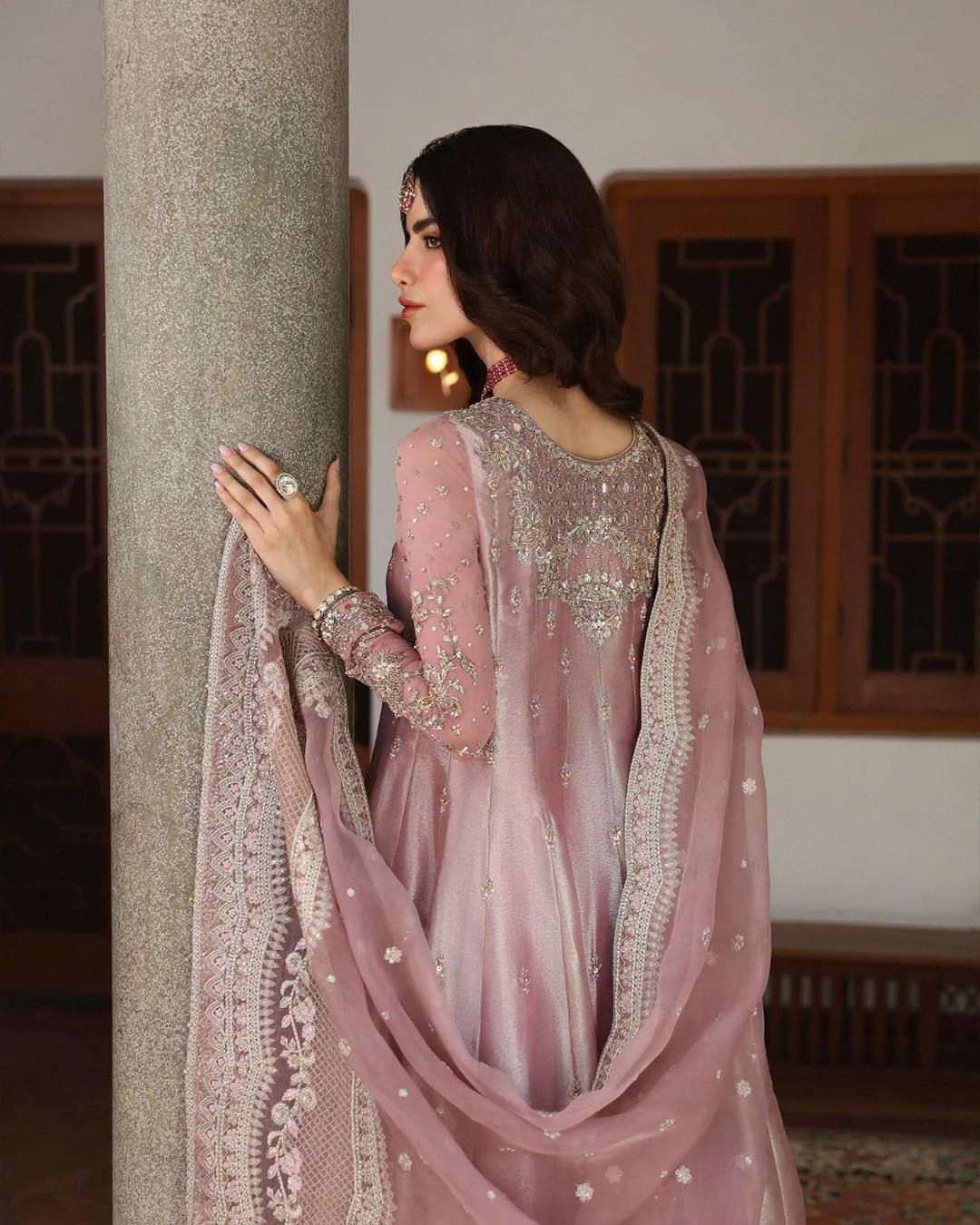 Faiza Saqlian Luxury Formals Wedding Maaxi -Tea Pink