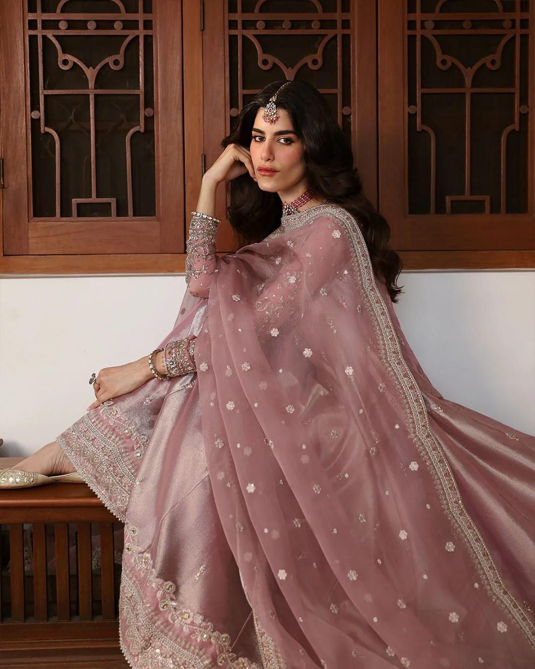 Faiza Saqlian Luxury Formals Wedding Maaxi -Tea Pink