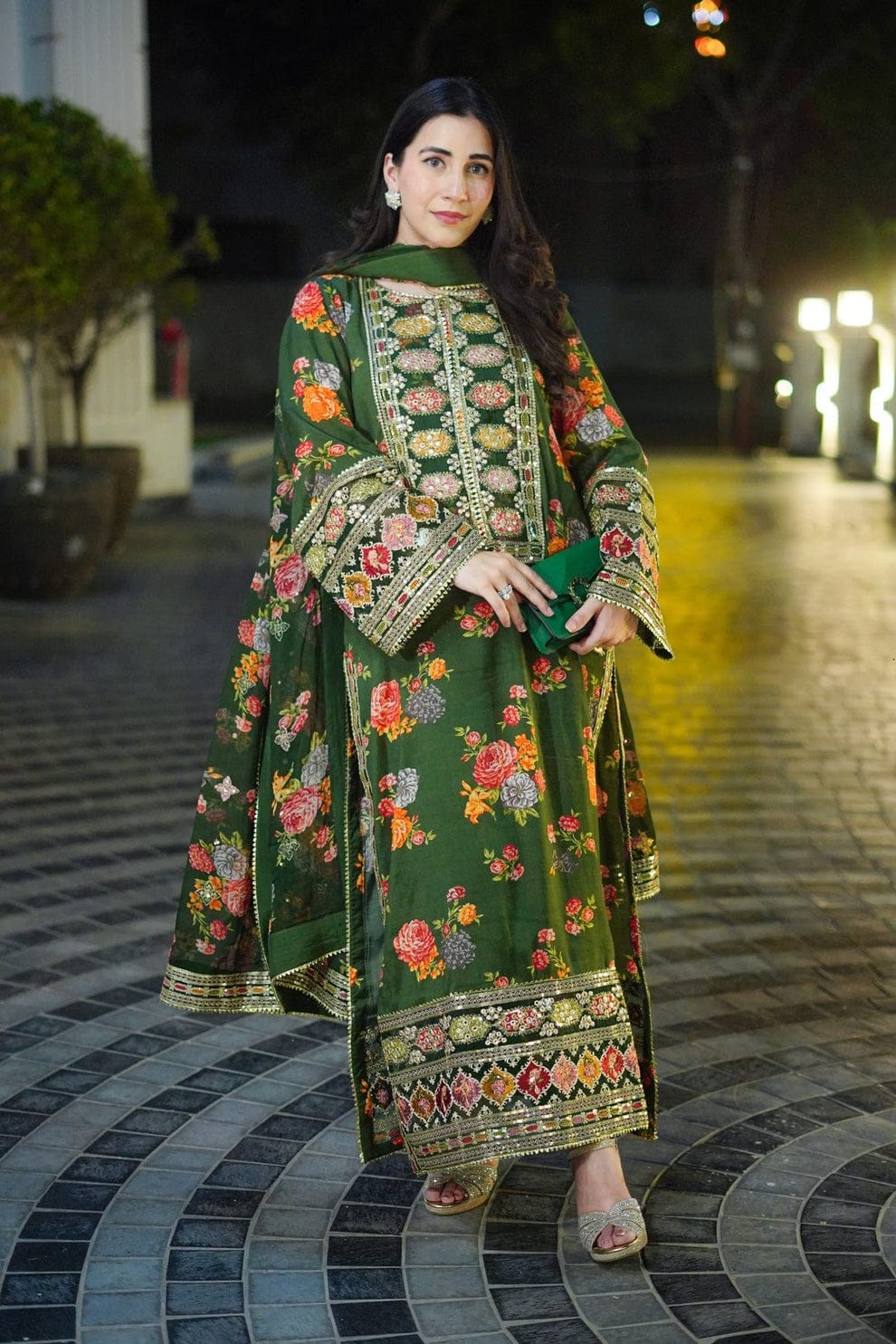Aneelas Silk Embroidered 3 Piece Unstitched