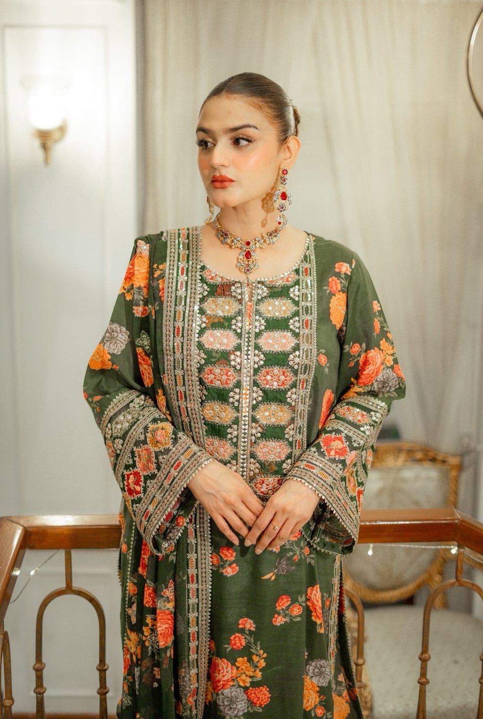 Aneelas Silk Embroidered 3 Piece Unstitched