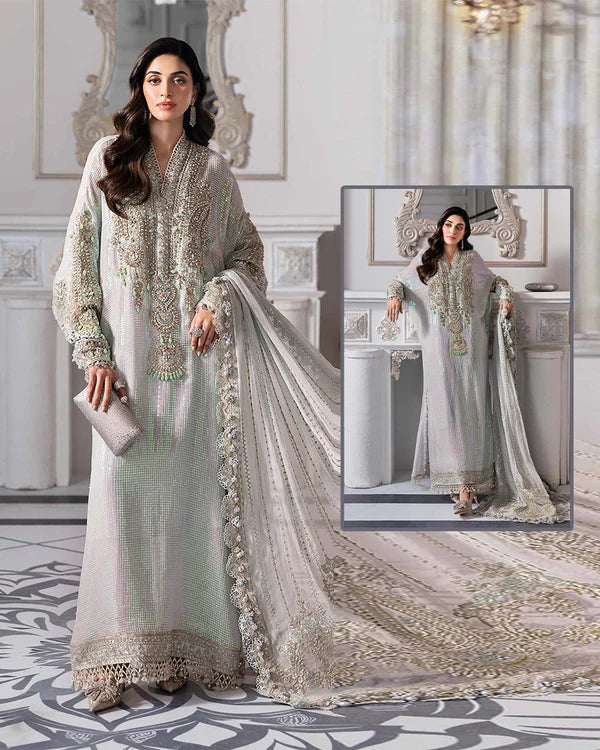 Maria.B Mbroidered Luxury Formals Wedding Collection With Embroidery & Addawork Hand Embellishments - Ice Green