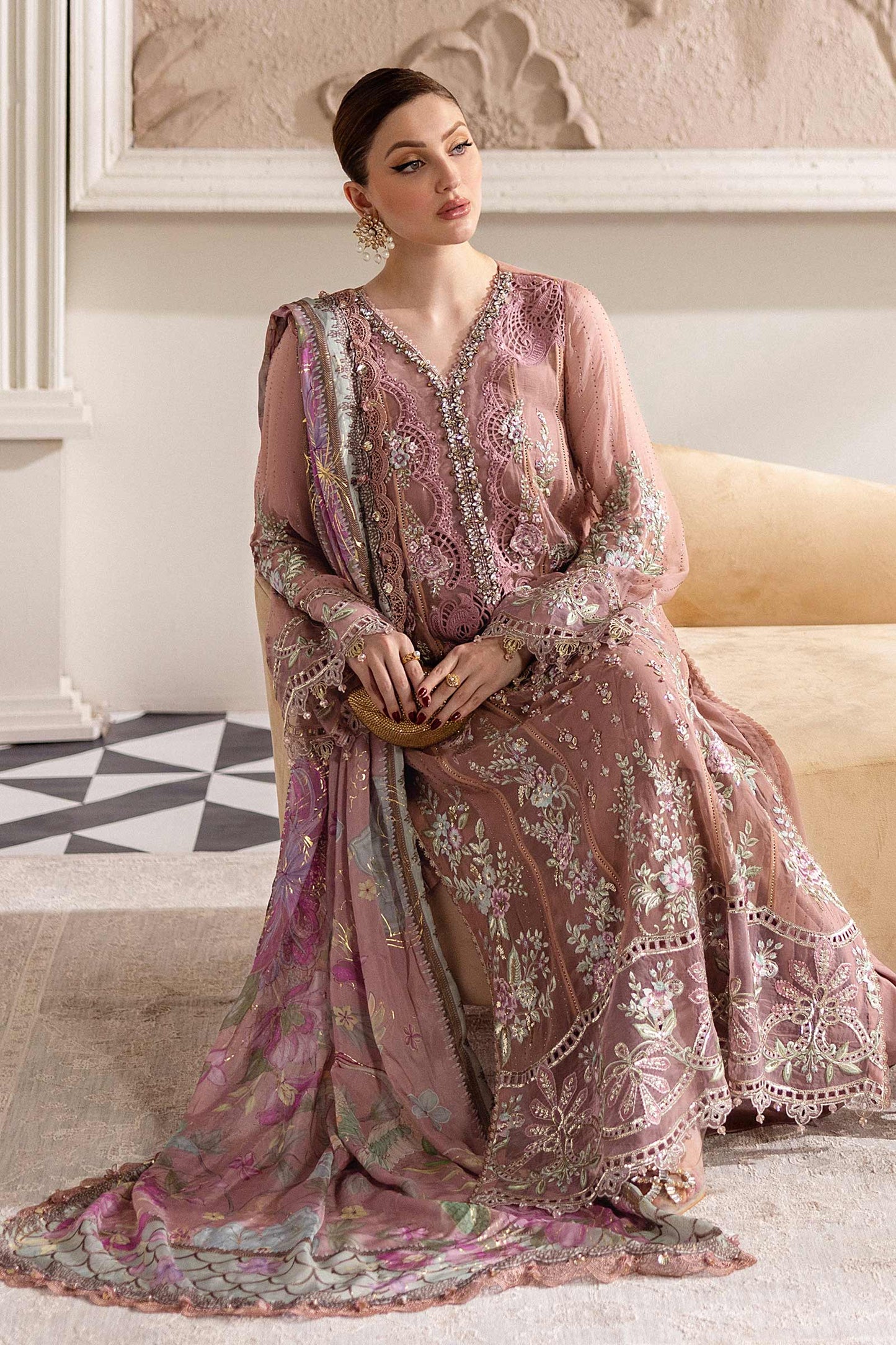 Maria.B Luxury Chiffons Formal Wedding Collection –Salmon Pink