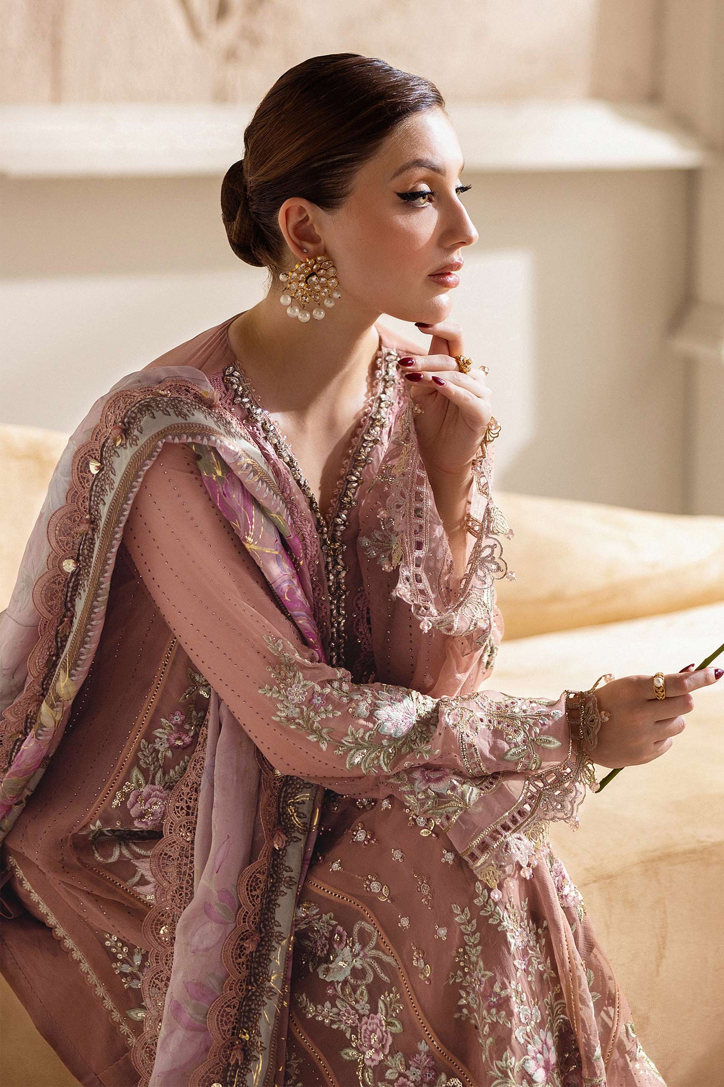 Maria.B Luxury Chiffons Formal Wedding Collection –Salmon Pink