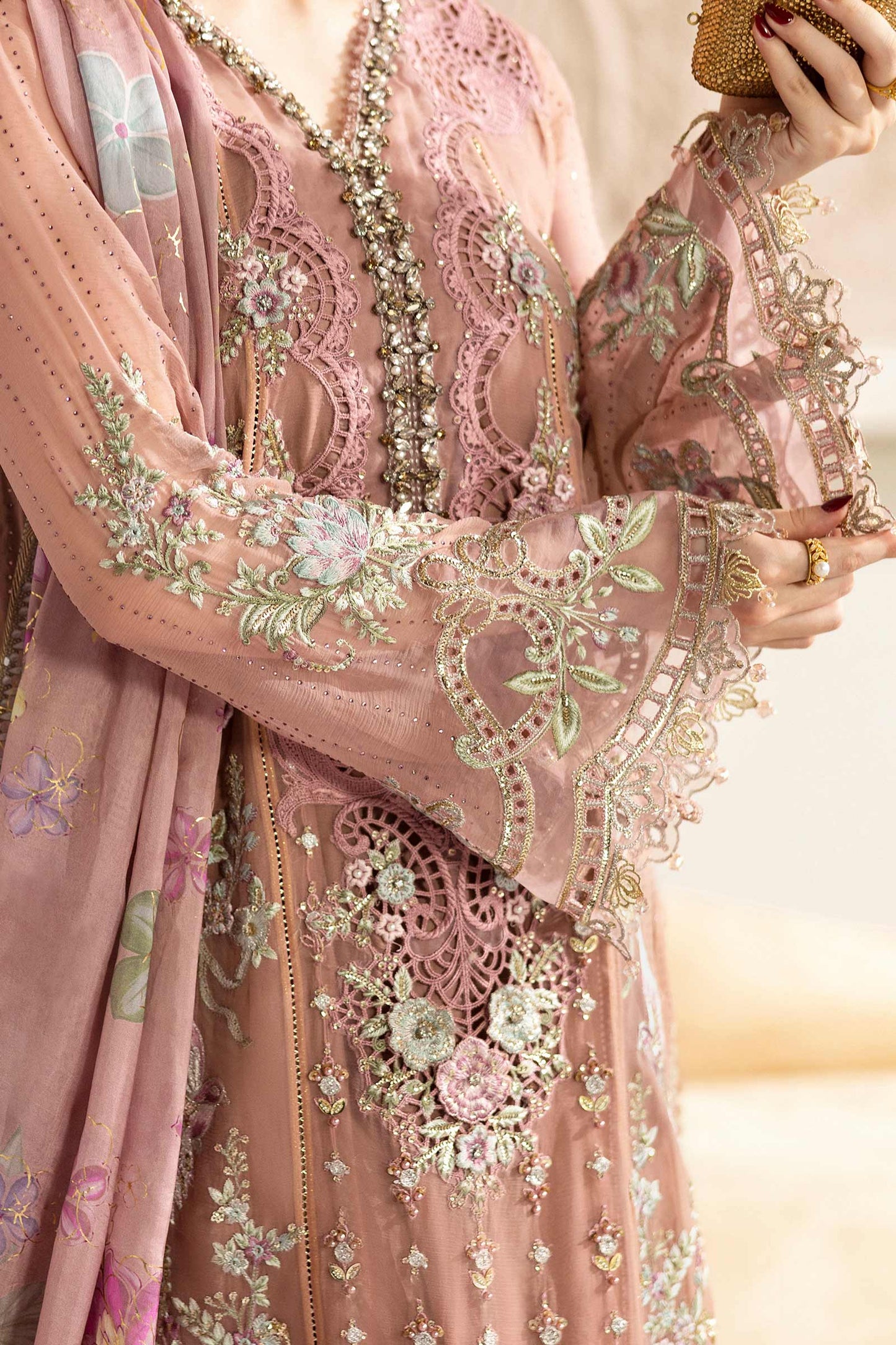 Maria.B Luxury Chiffons Formal Wedding Collection –Salmon Pink