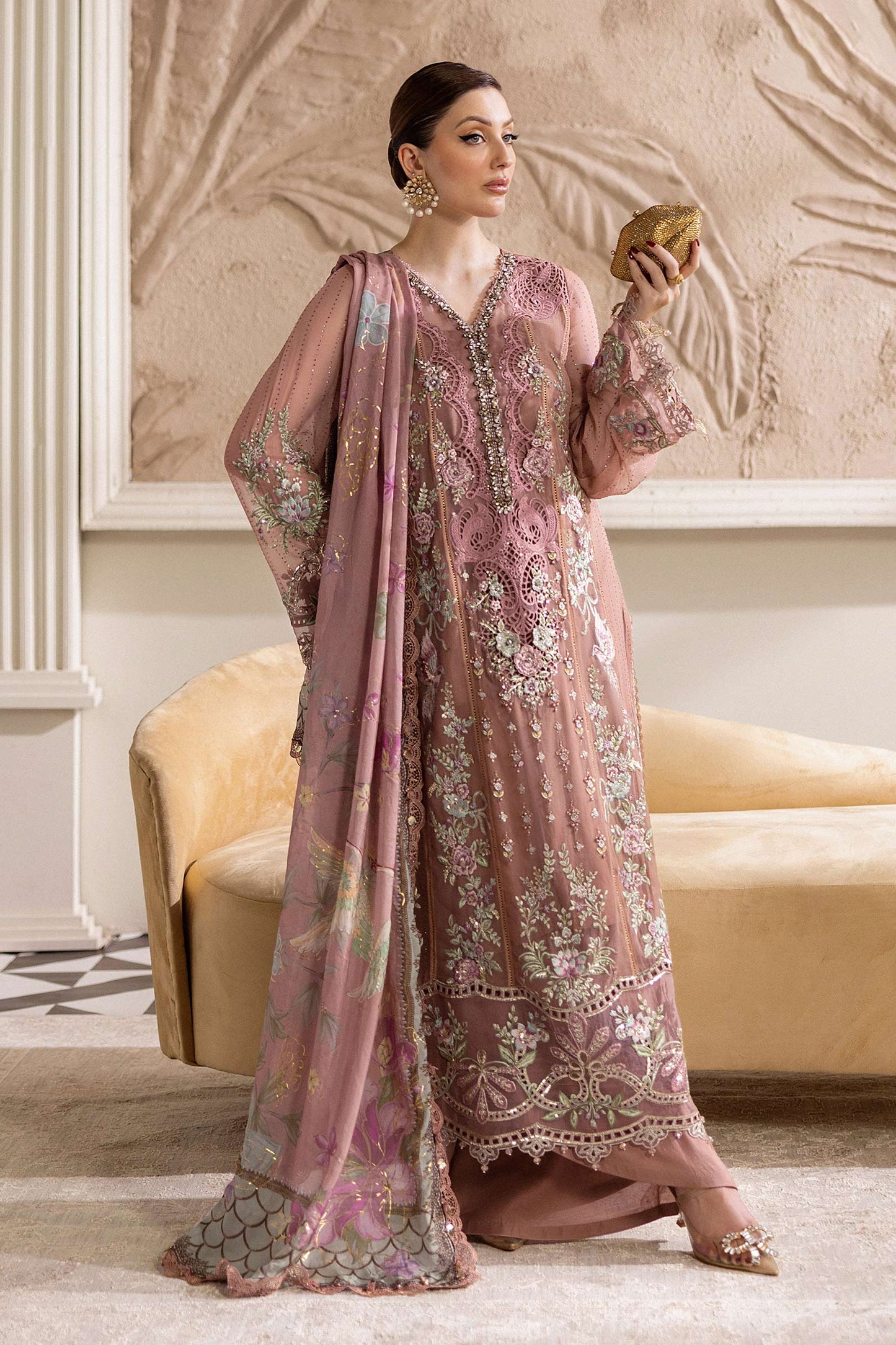 Maria.B Luxury Chiffons Formal Wedding Collection –Salmon Pink
