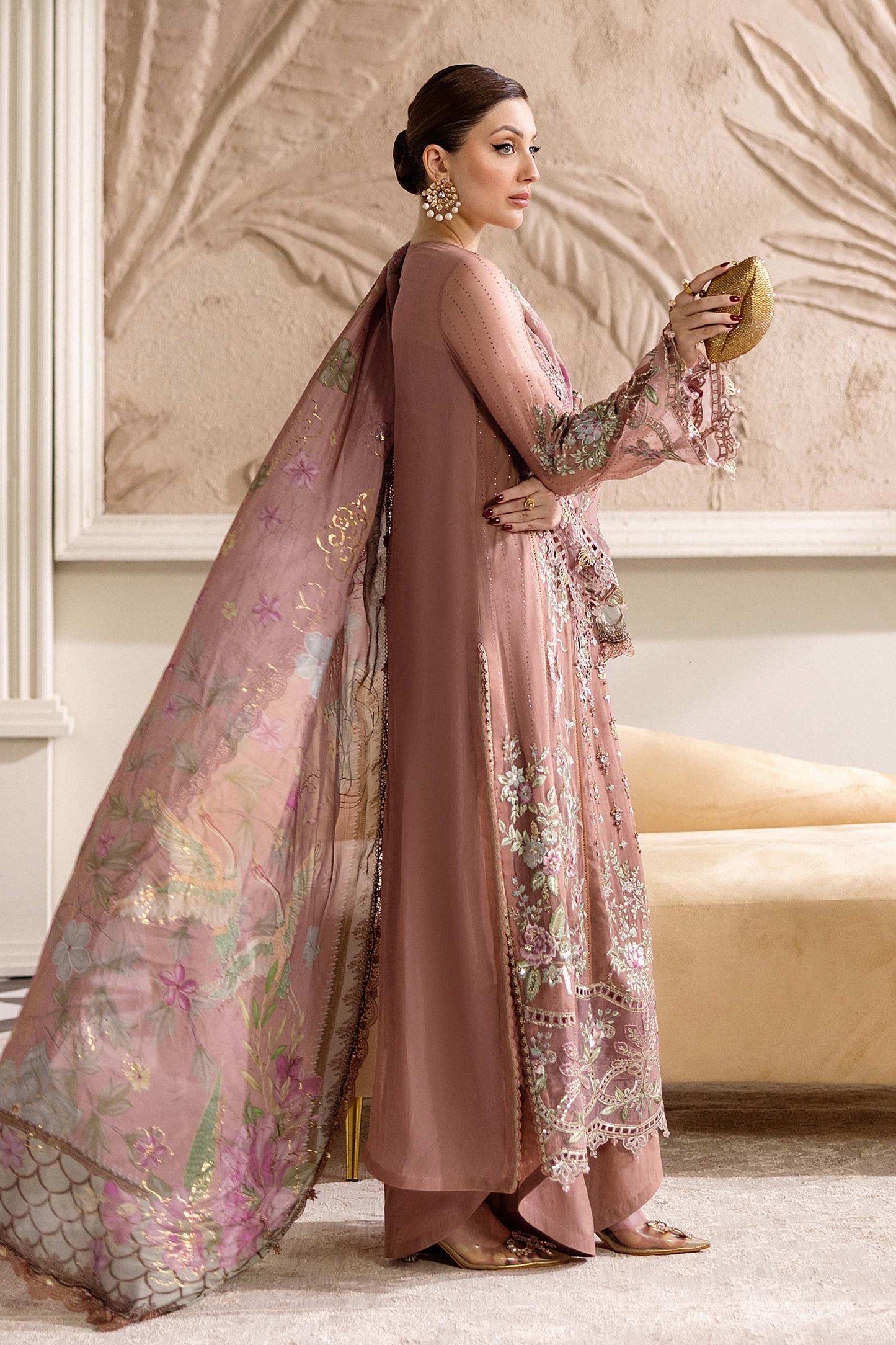 Maria.B Luxury Chiffons Formal Wedding Collection –Salmon Pink