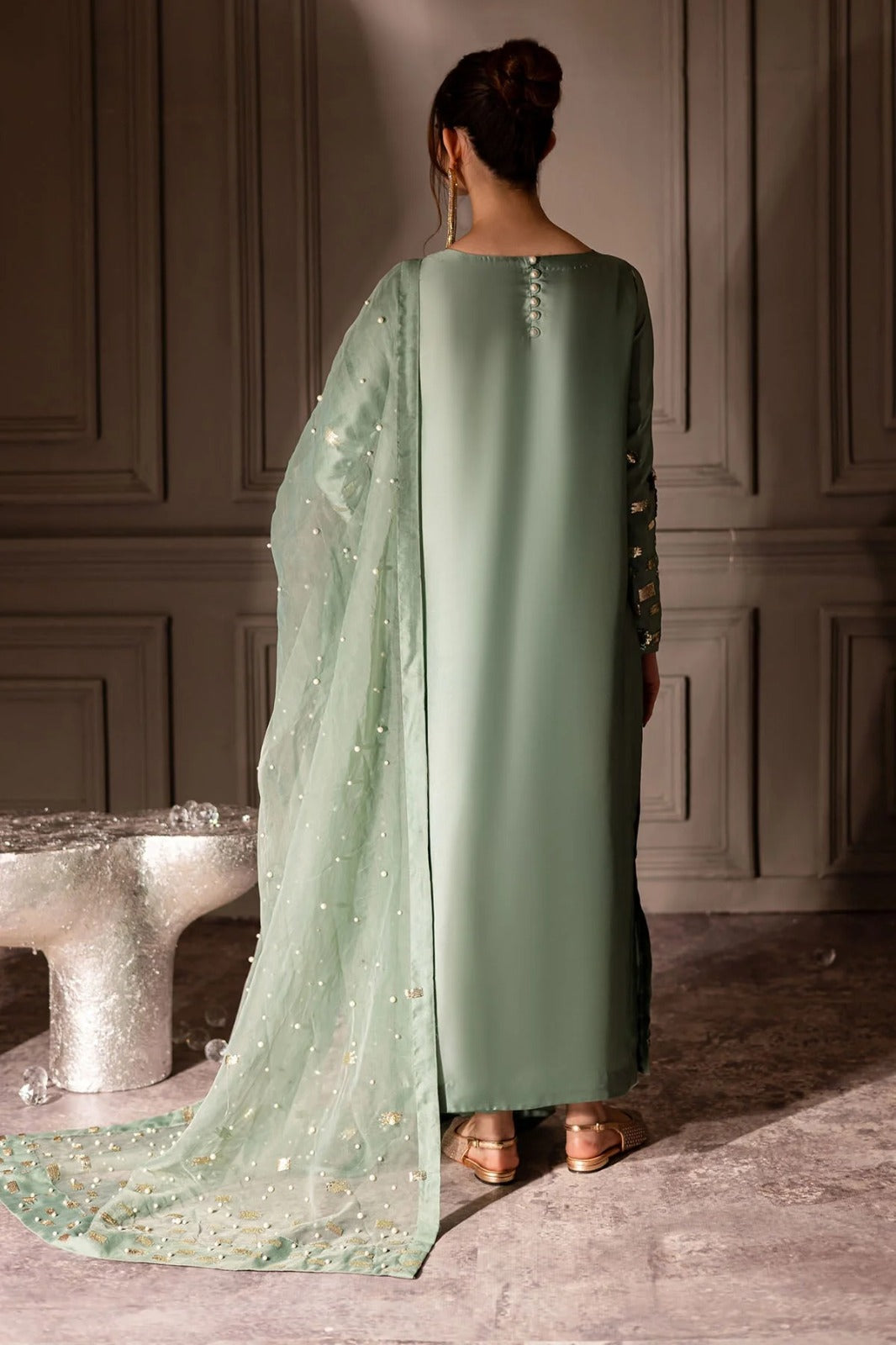 Nureh Tiny Twinkles Luxury Hand Embellished Addawork Formal Wedding Collection-Pista