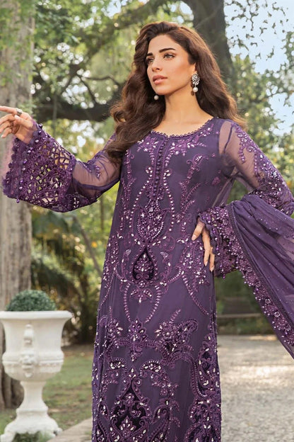 Maria B. Unstitched Embroidered Chiffon Suit