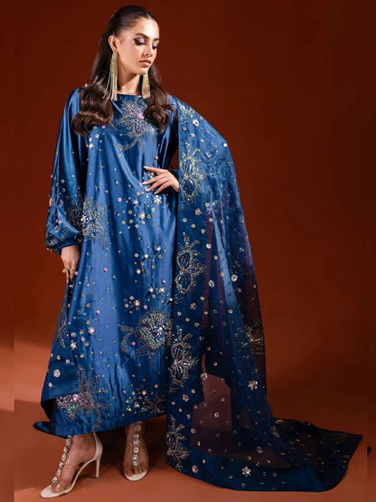 Nureh Luxury Handwork Formal Wedding Collection- Teal Blue