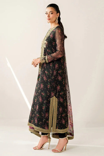 Jazmin Luxury Embroidered Chiffon Formal Wedding Collection-Black Floral