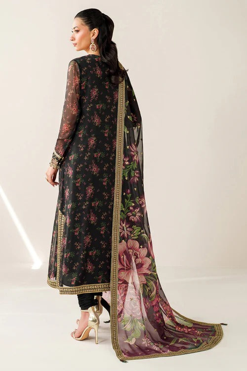 Jazmin Luxury Embroidered Chiffon Formal Wedding Collection-Black Floral