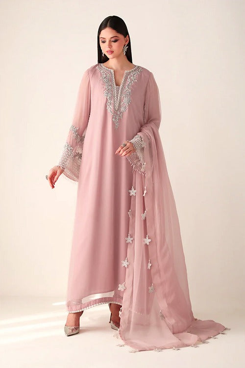 Baroque Luxury Formals Embroidered Hand Embellished Addawork Collection –Pink