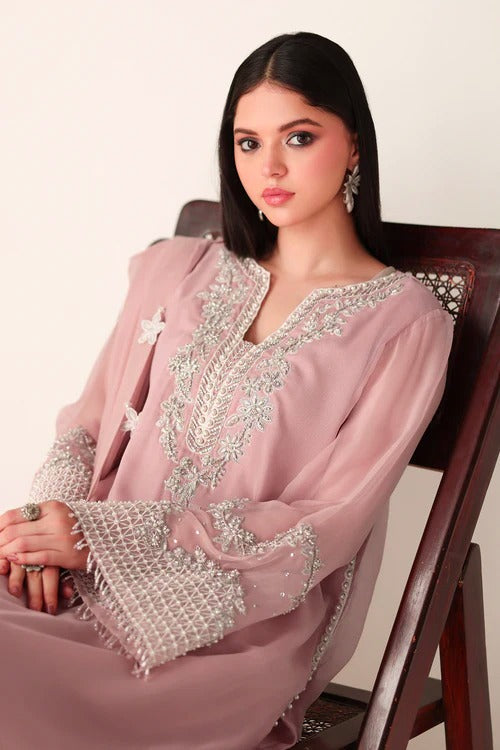 Baroque Luxury Formals Embroidered Hand Embellished Addawork Collection –Pink