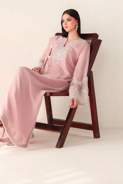 Baroque Luxury Formals Embroidered Hand Embellished Addawork Collection –Pink