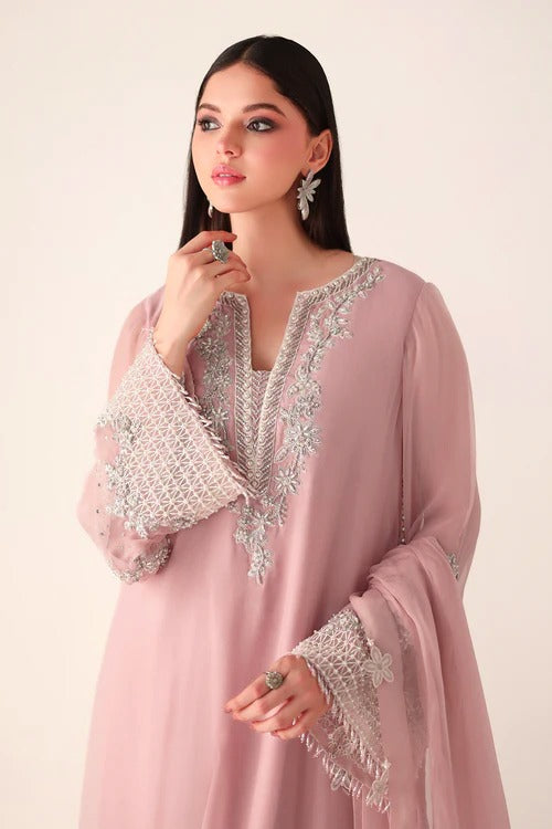 Baroque Luxury Formals Embroidered Hand Embellished Addawork Collection –Pink