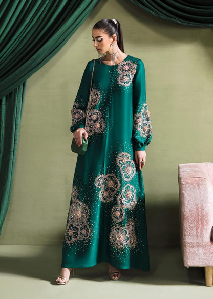 Kanwal Malik Hand Embellished Formal Rawsilk Collection-Seagreen