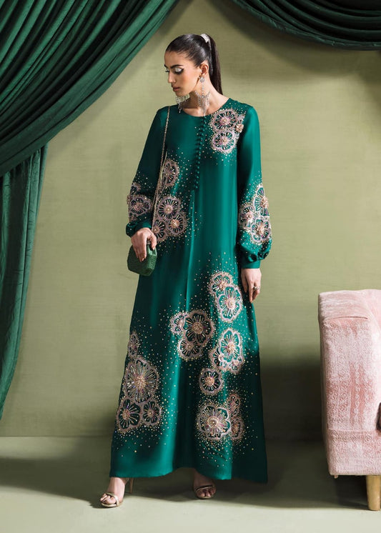 Kanwal Malik Hand Embellished Formal Rawsilk Collection-Seagreen