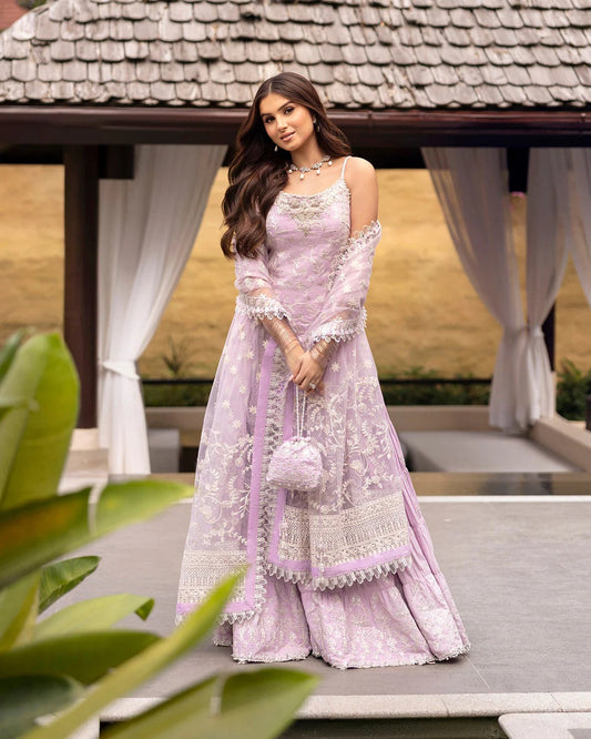 Faiza Saqlian Zinnia Luxury Chikankari Lawn Collection - Pink
