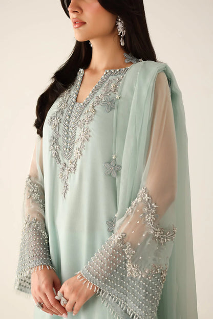 Baroque Luxury Formals Embroidered Hand Embellished Addawork Collection –Light Sea Green