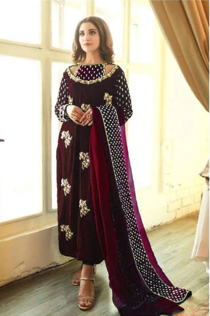 AFROZEH VELVET COLLECTION MEHROON