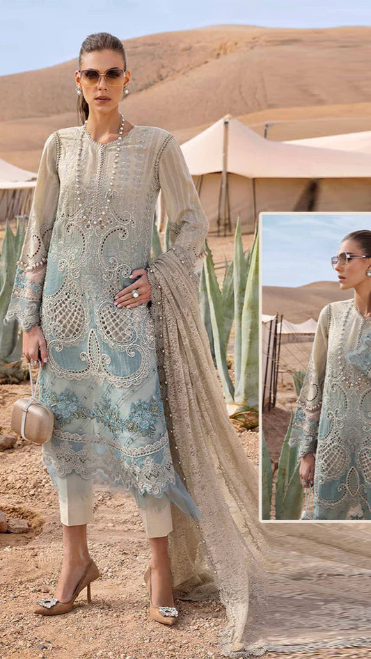 Maria.B Luxury Lawn Embroidered Chikankari Collection- Double Shaded