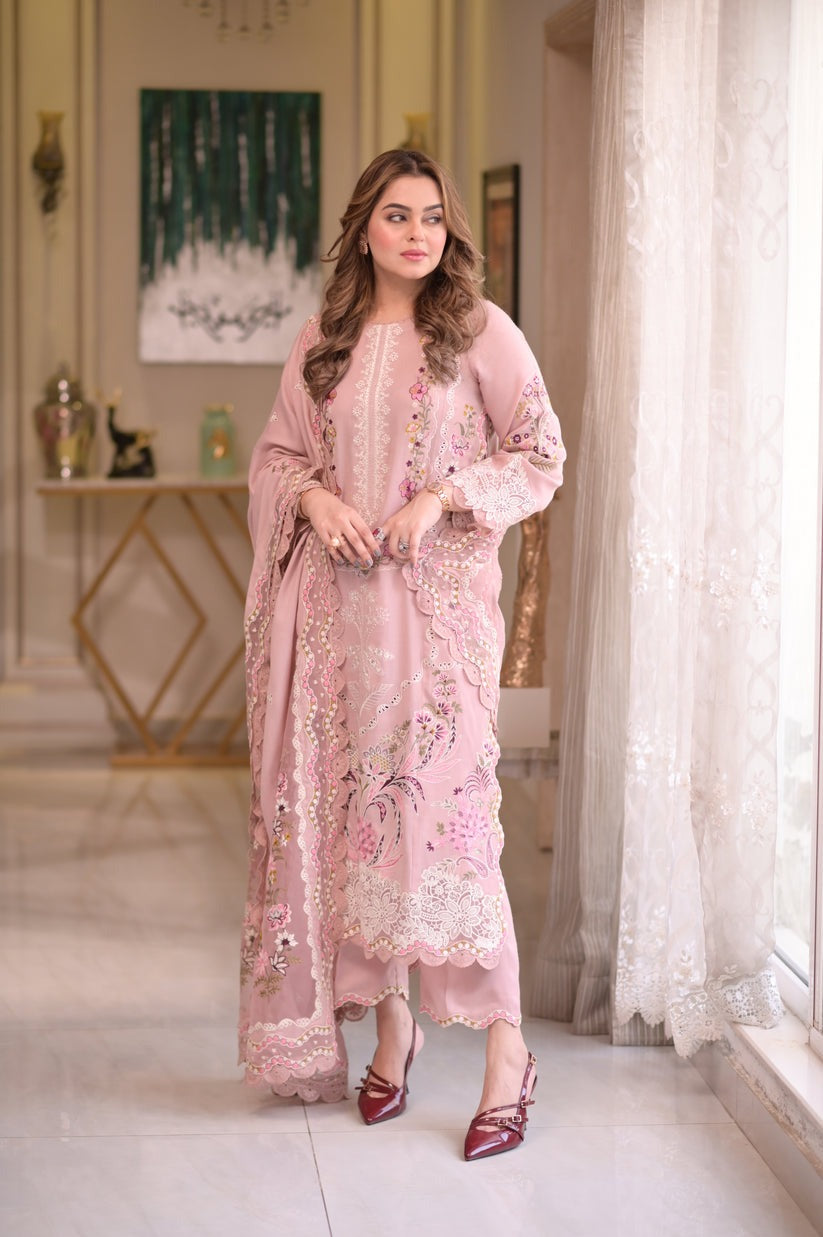 ANEELAS NEW PINK CHIKANKARI COTTON PARTY WEAR