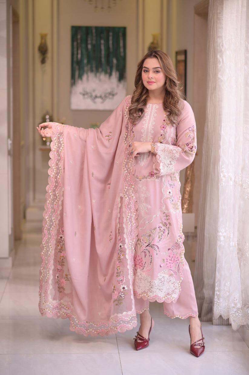 ANEELAS NEW PINK CHIKANKARI COTTON PARTY WEAR