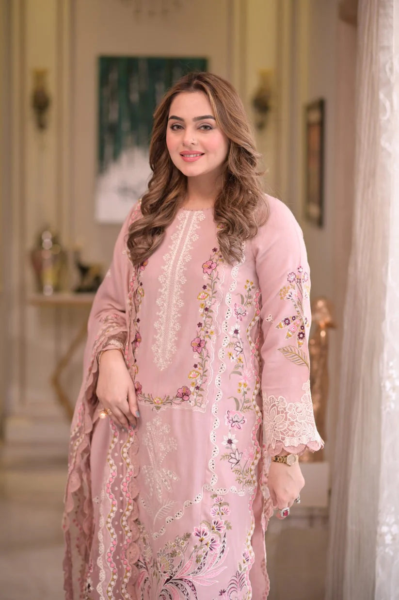 ANEELAS NEW PINK CHIKANKARI COTTON PARTY WEAR