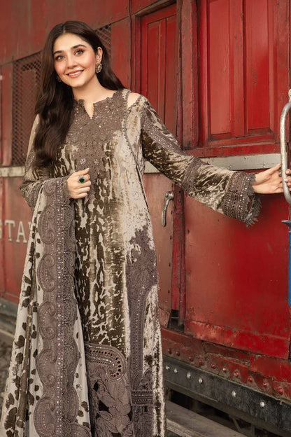 Maria.B Luxury Velvet 3 Piece Unstitched Embroidered Palachi Suit DL-1201