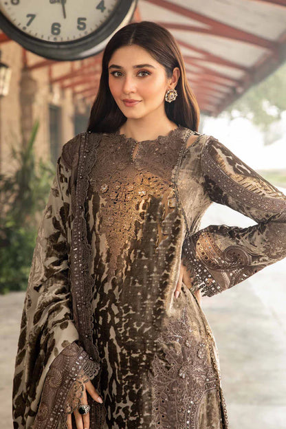 Maria.B Luxury Velvet 3 Piece Unstitched Embroidered Palachi Suit DL-1201