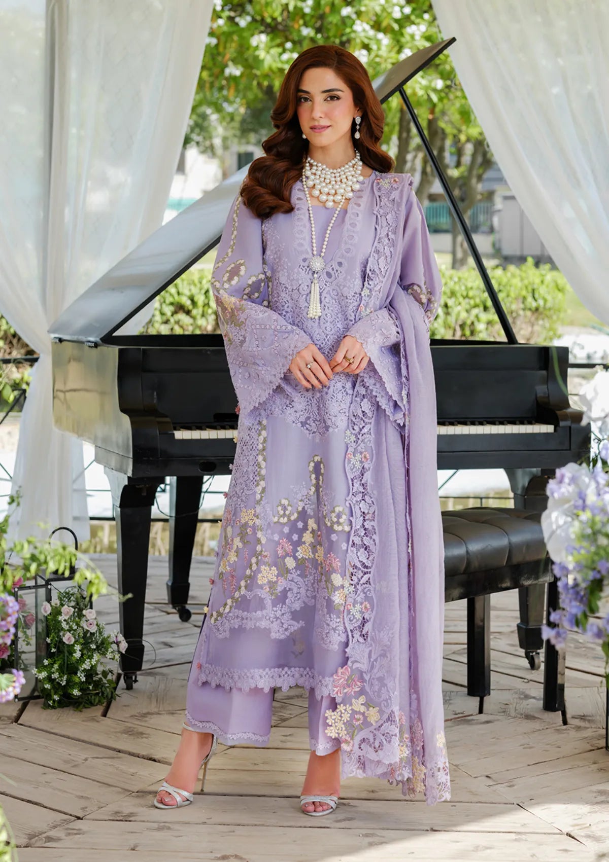 Elaf Embroidered Chikankari Luxury Lawn Collection- Lilac