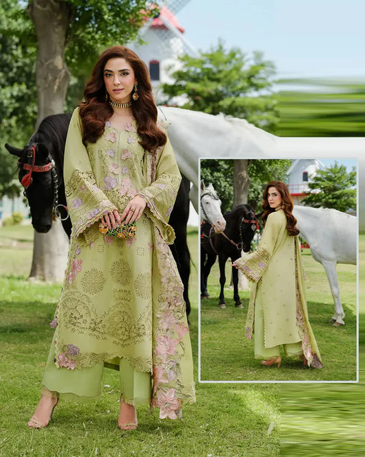 Elaf Embroidered Chikankari Luxury Lawn Collection- Apple Green