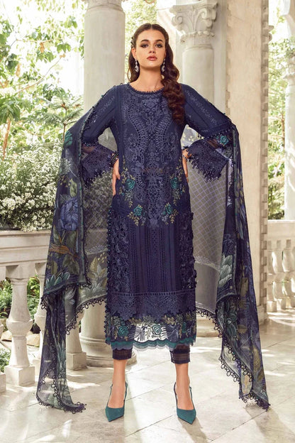 Maria.B Embroidered Chikankari Luxury Lawn Collection- Navy Blue