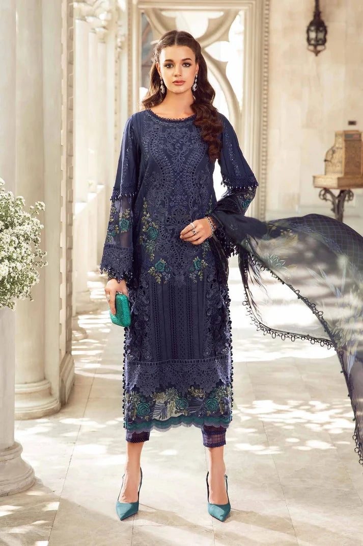 Maria.B Embroidered Chikankari Luxury Lawn Collection- Navy Blue