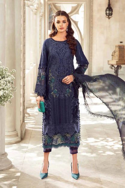 Maria.B Embroidered Chikankari Luxury Lawn Collection- Navy Blue