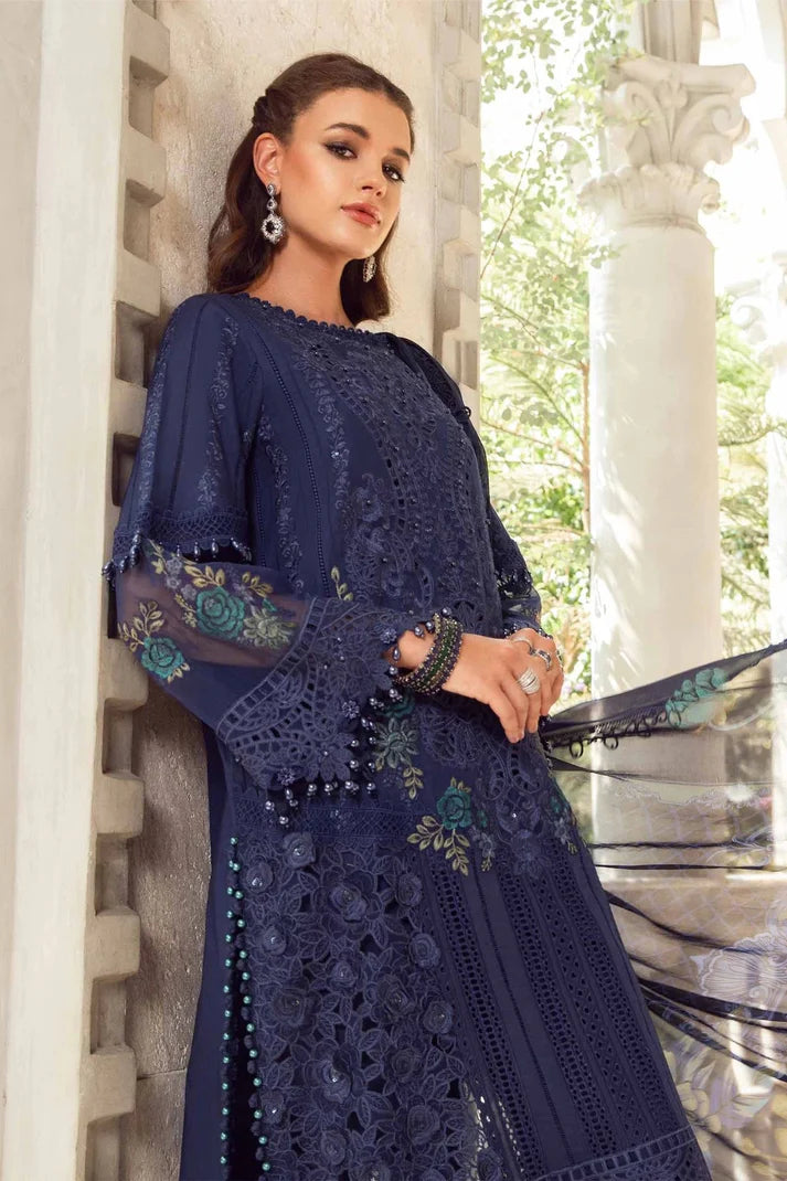 Maria.B Embroidered Chikankari Luxury Lawn Collection- Navy Blue