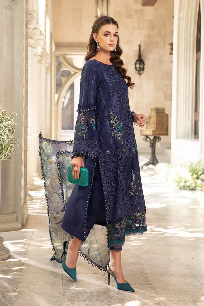 Maria.B Embroidered Chikankari Luxury Lawn Collection- Navy Blue
